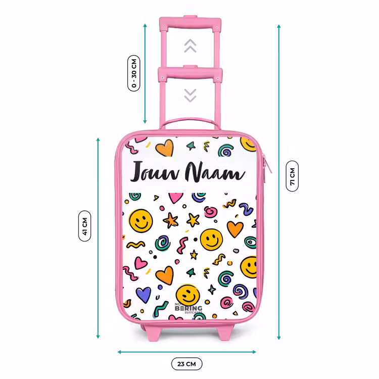 Kinderkoffer met naam - Roze - Smiley - Hartje - Ster — 5