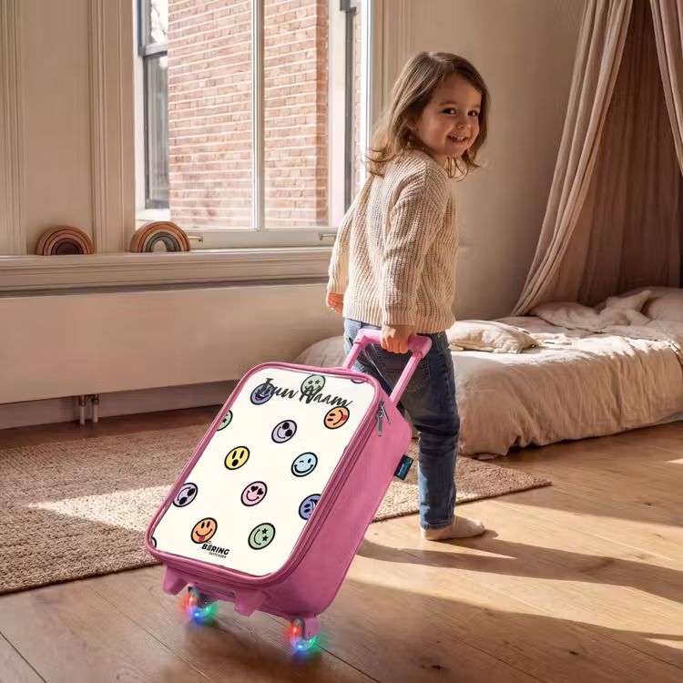 Kinderkoffer met naam - Roze - Speelse smiley-mix — 3