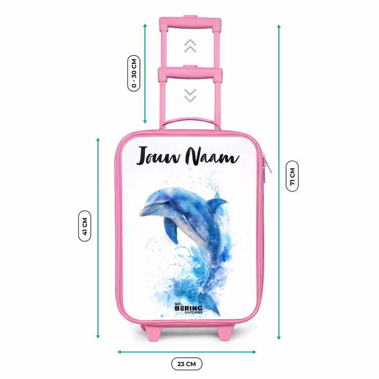 Kinderkoffer met naam - Roze - Springende blauwe dolfijn — 5