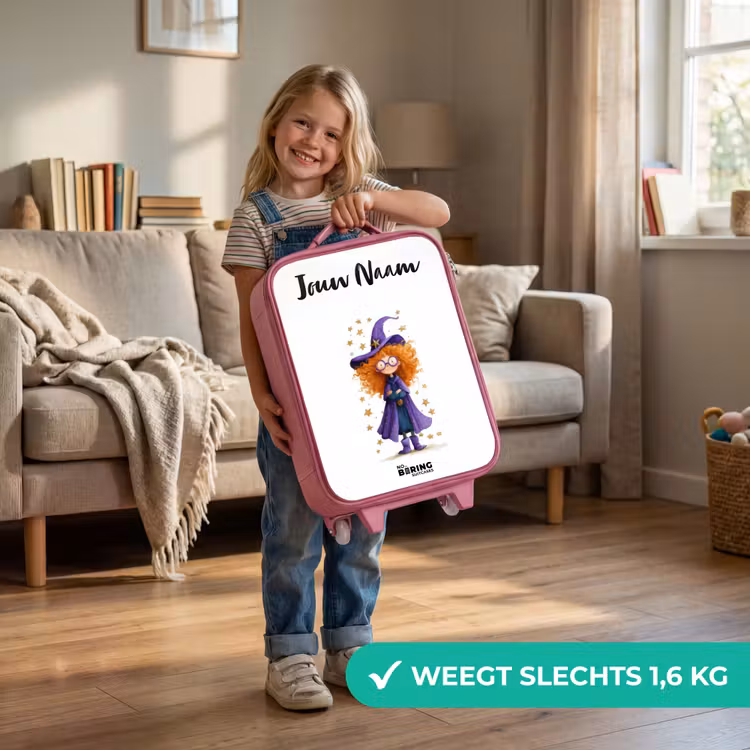 Kinderkoffer met naam - Roze - Sterrenmagie met krullen — 2