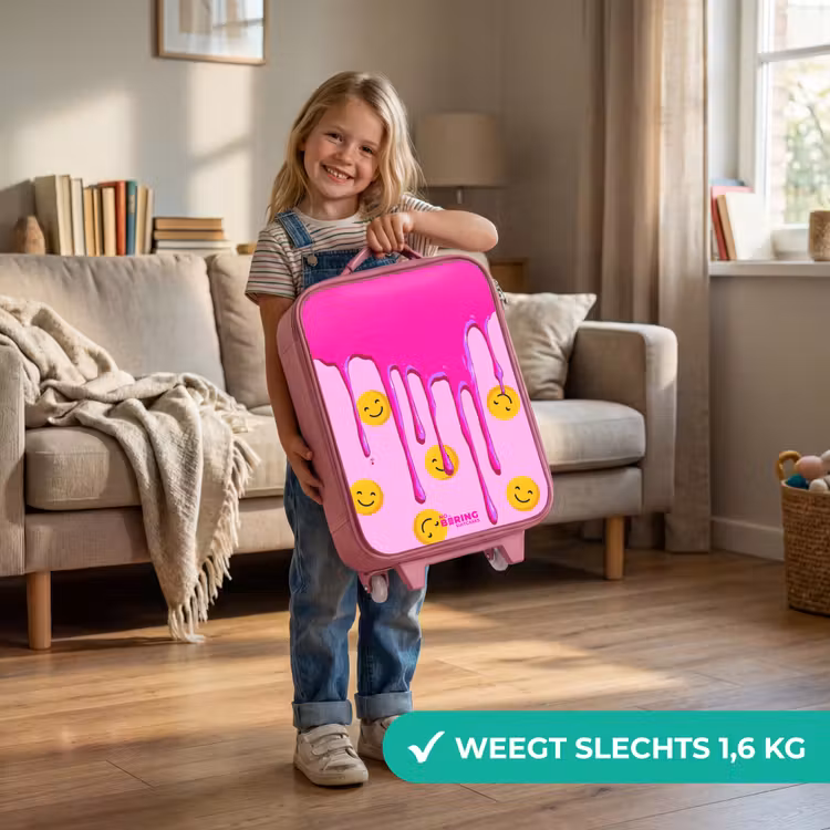 Kinderkoffer met naam - Roze - Verf - Smiley - Roze — 2