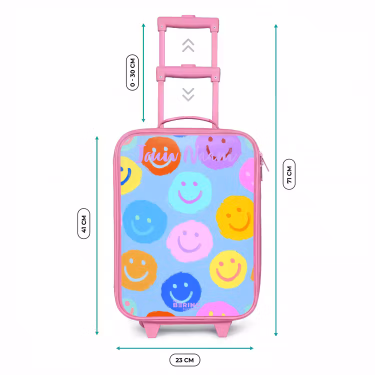 Kinderkoffer met naam - Roze - Vrolijk patroon van smileys — 5
