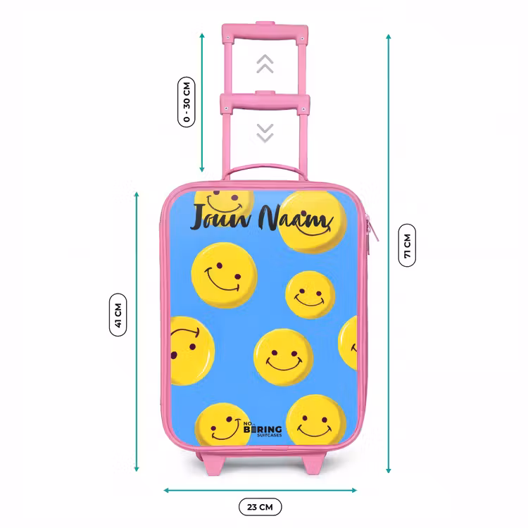 Kinderkoffer met naam - Roze - Vrolijke smileyregen — 5