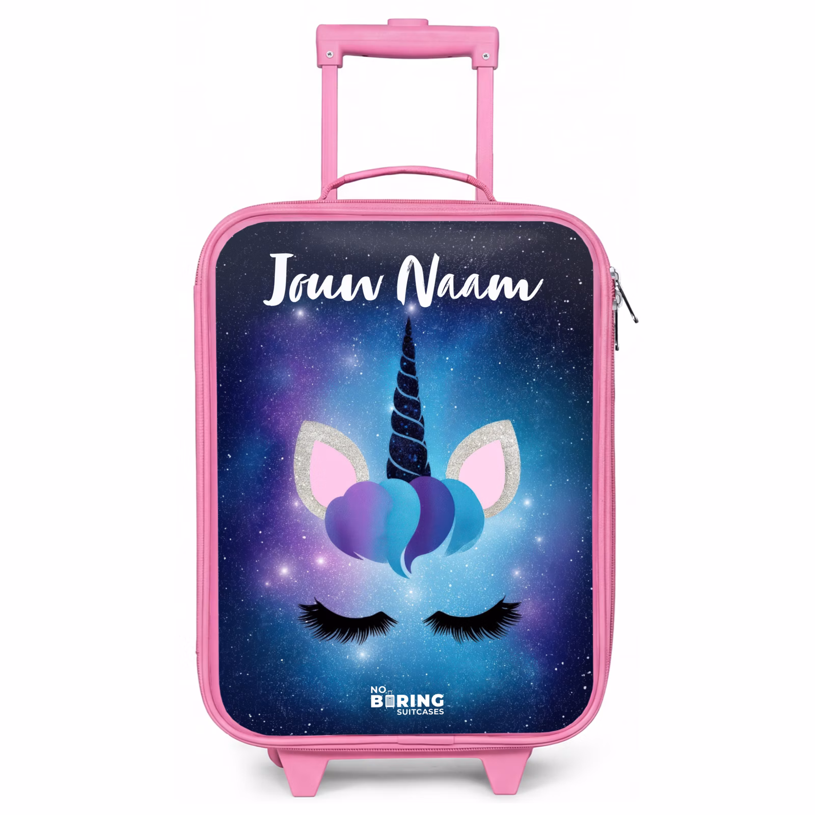 Kinderkoffer met naam - Roze - Eenhoorn - Sterren - Blauw — 1
