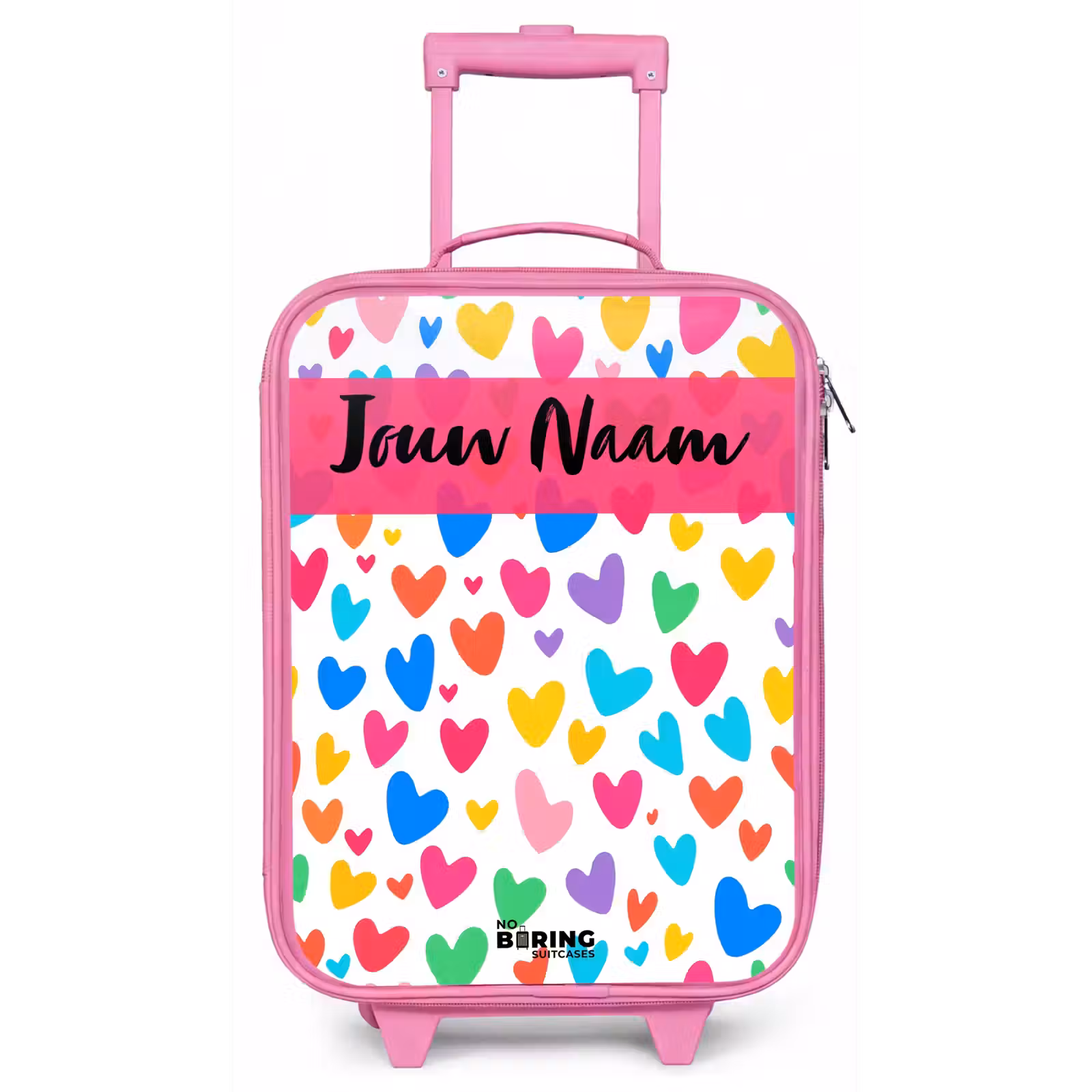 Kinderkoffer met naam - Roze - Hartjes - Kleurrijk - Patroon — 1