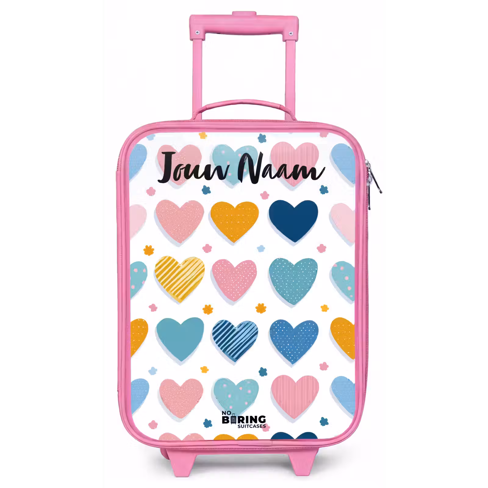 Kinderkoffer met naam - Roze - Hartjes - Pastel - Patroon — 1