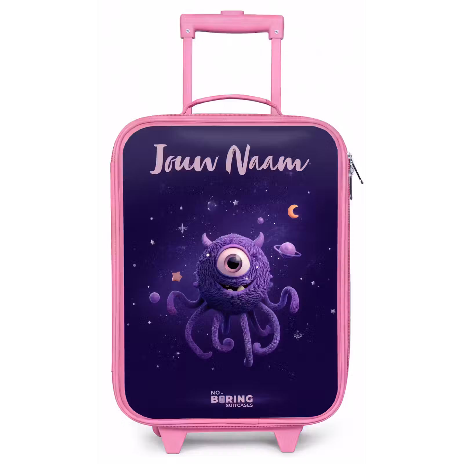 Kinderkoffer met naam - Roze - Kosmisch tentakelmonster — 1