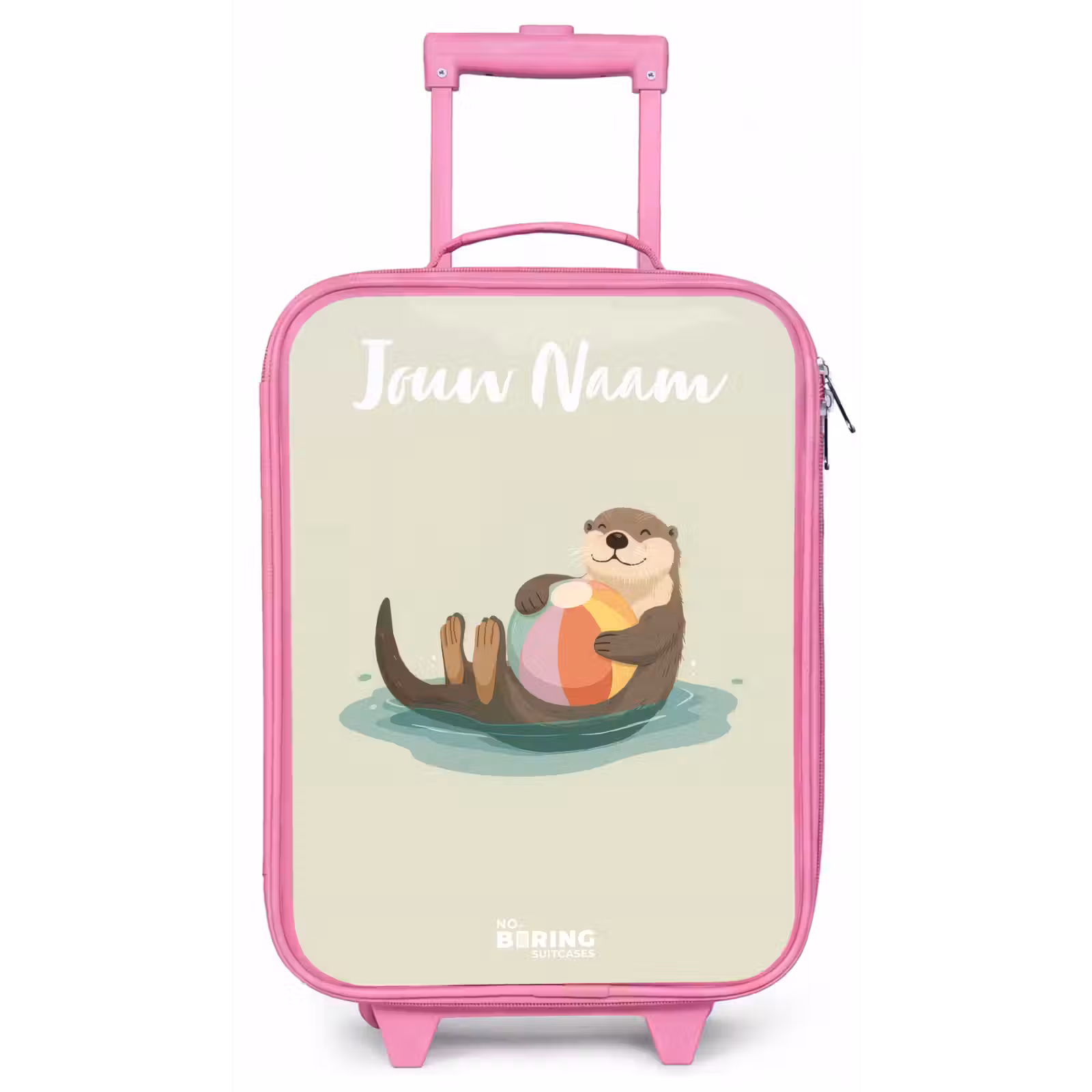 Kinderkoffer met naam - Roze - Otter - Strandbal - Water — 1