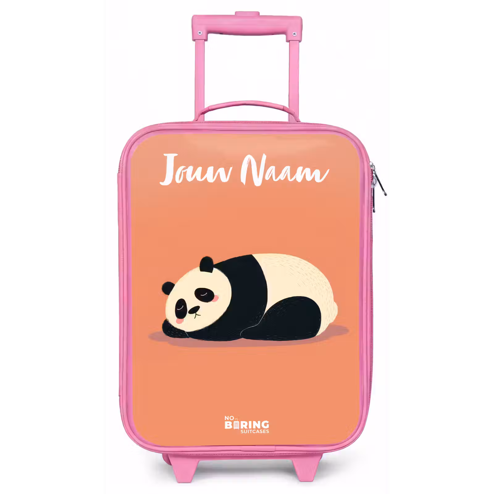 Kinderkoffer met naam - Roze - Panda - Slapen - Oranje — 1