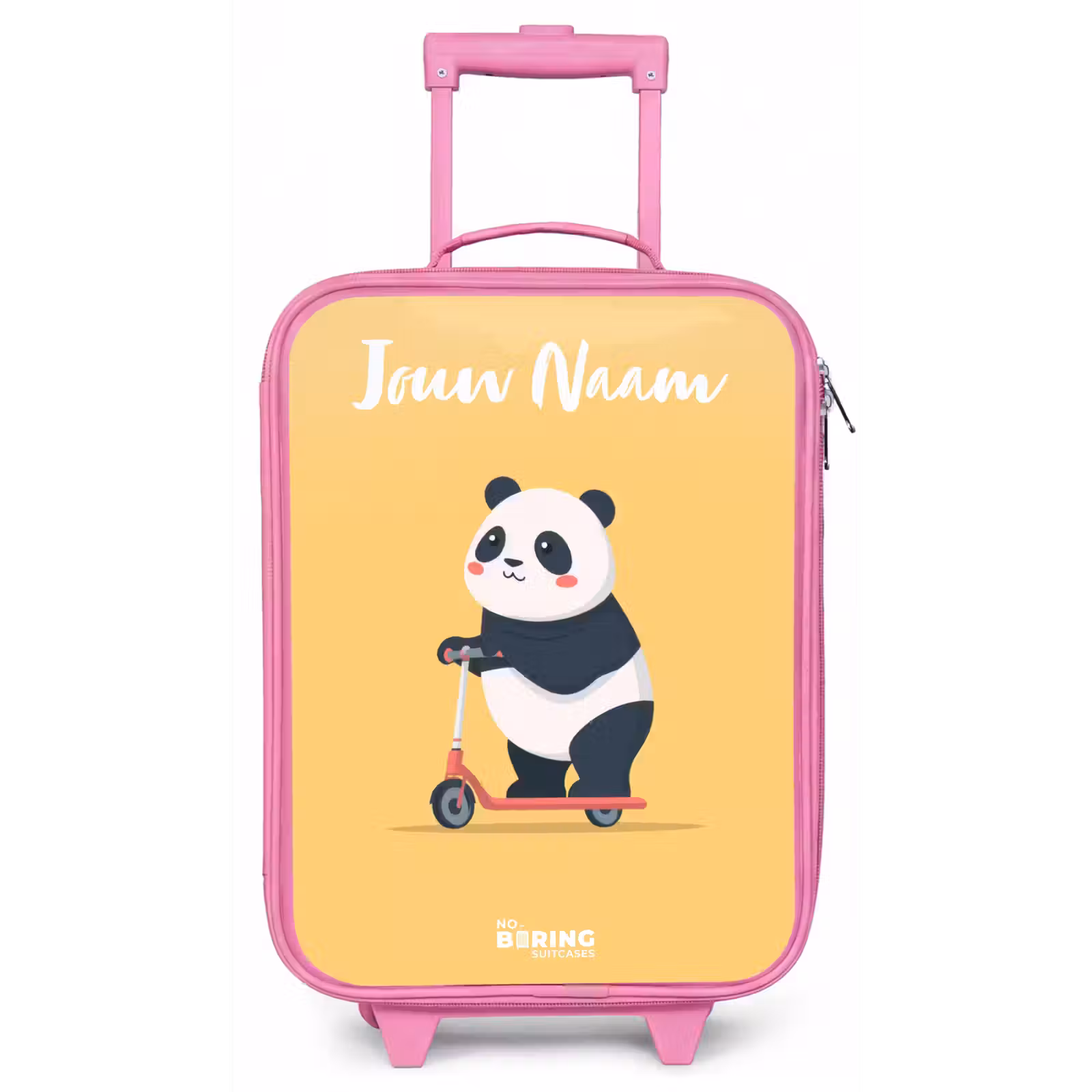 Kinderkoffer met naam - Roze - Panda - Step - Geel — 1