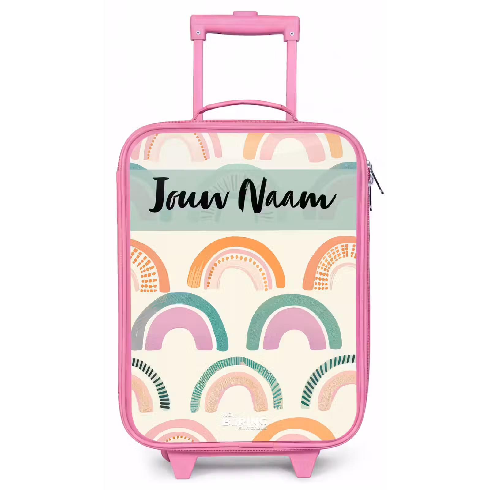 Kinderkoffer met naam - Roze - Regenboog - Pastel - Patroon — 1