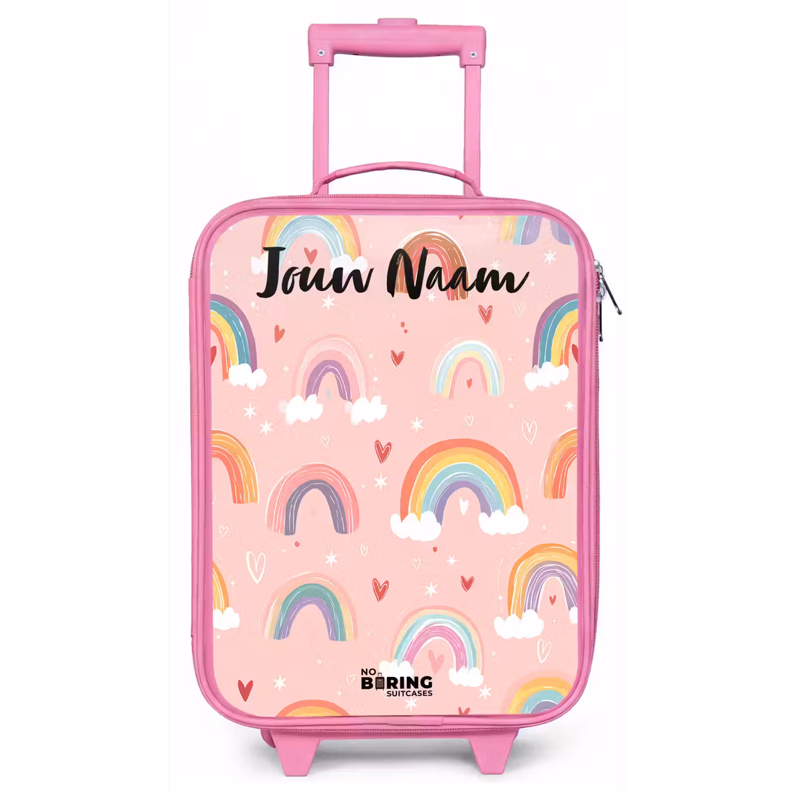 Kinderkoffer met naam - Roze - Regenboog - Patroon - Pastel — 1