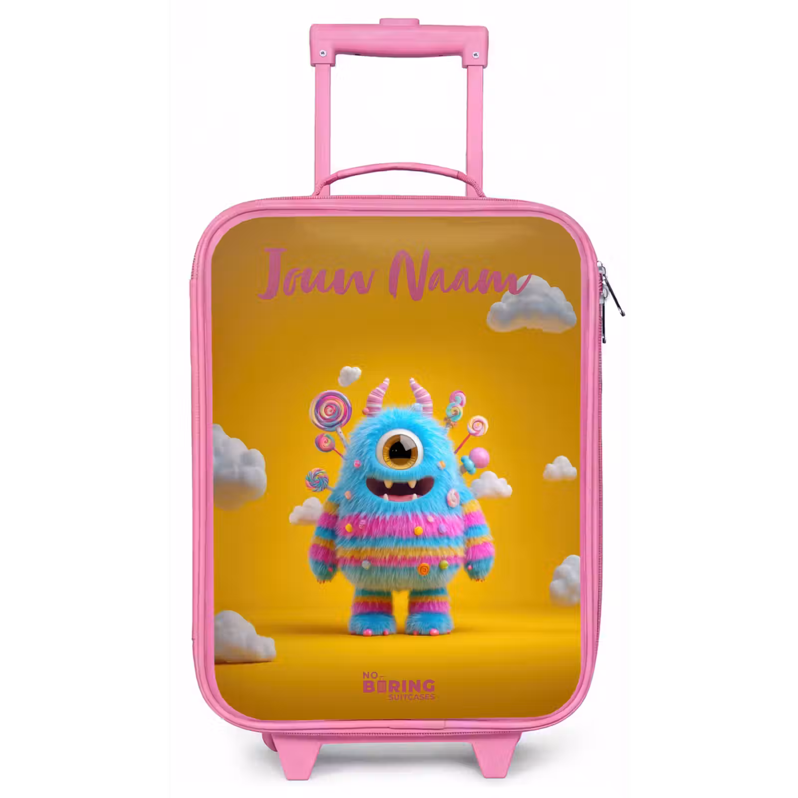 Kinderkoffer met naam - Roze - Snoep - Monster - Regenboog — 1