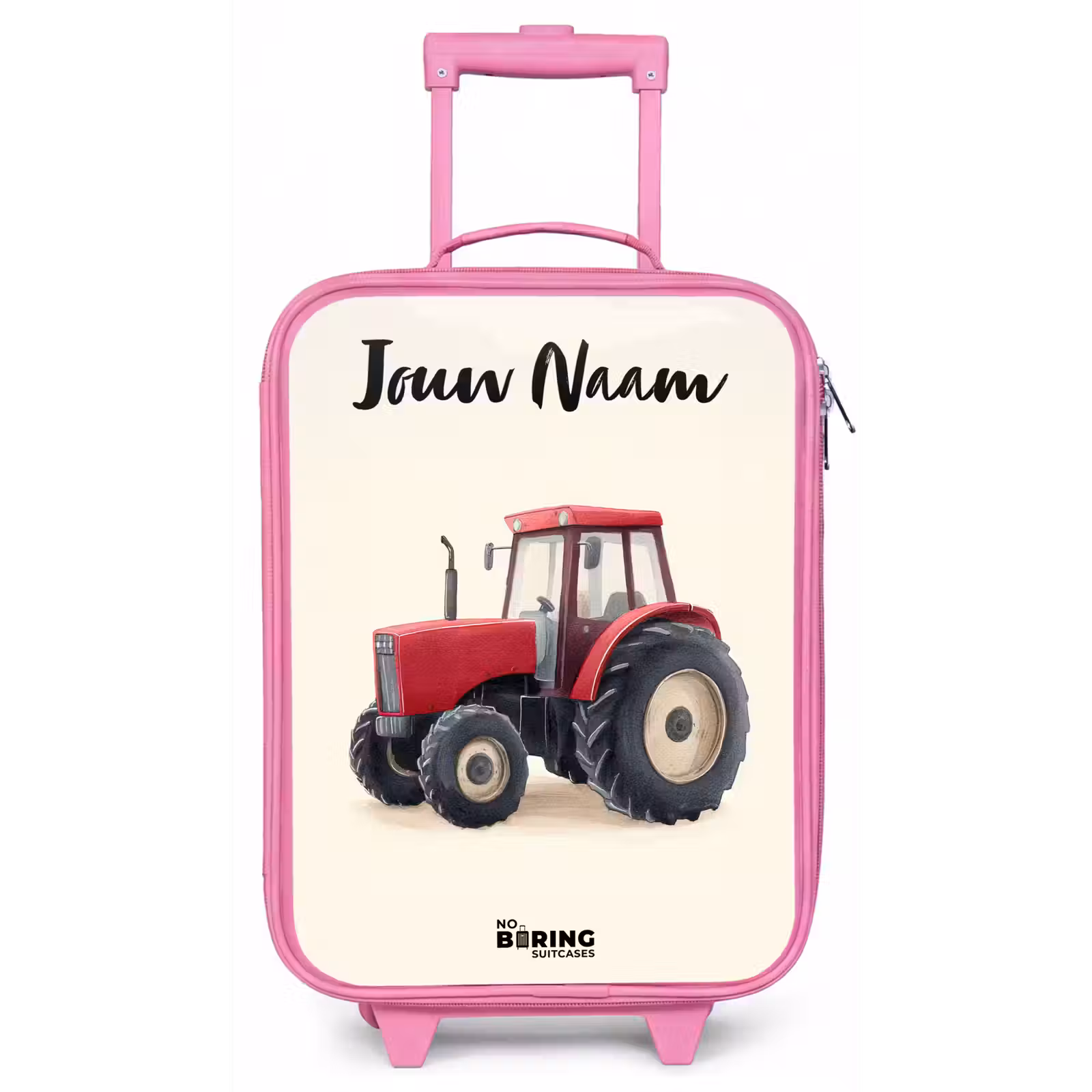 Kinderkoffer met naam - Roze - Tractor - Getekend - Rood — 1
