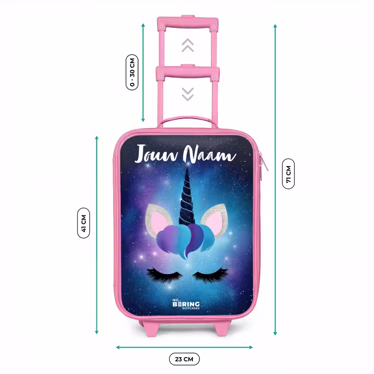 Kinderkoffer met naam - Roze - Eenhoorn - Sterren - Blauw — 5