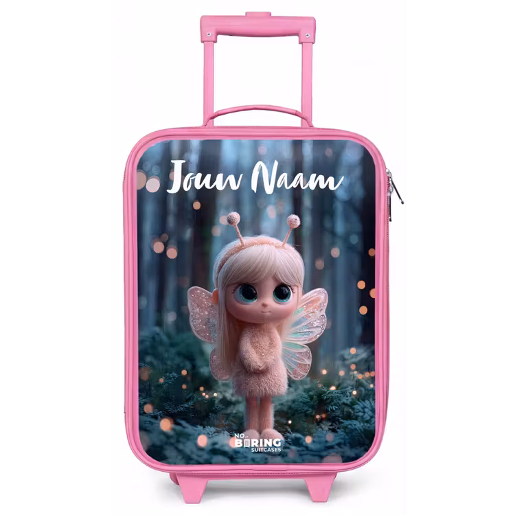 Kinderkoffer met naam - Roze - Fairy - Bos - Glitters — 1
