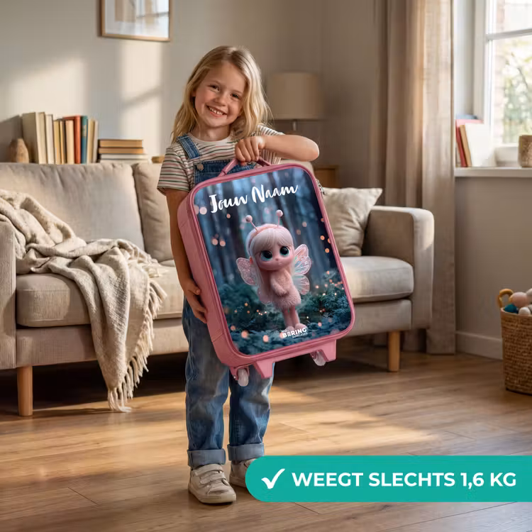 Kinderkoffer met naam - Roze - Fairy - Bos - Glitters — 2