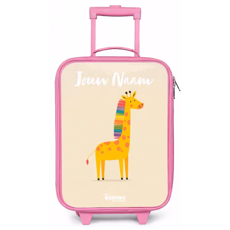 Kinderkoffer met naam - Roze - Giraffe - Dier - Kleurrijk — 1