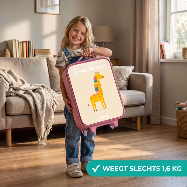 Kinderkoffer met naam - Roze - Giraffe - Dier - Kleurrijk — 2