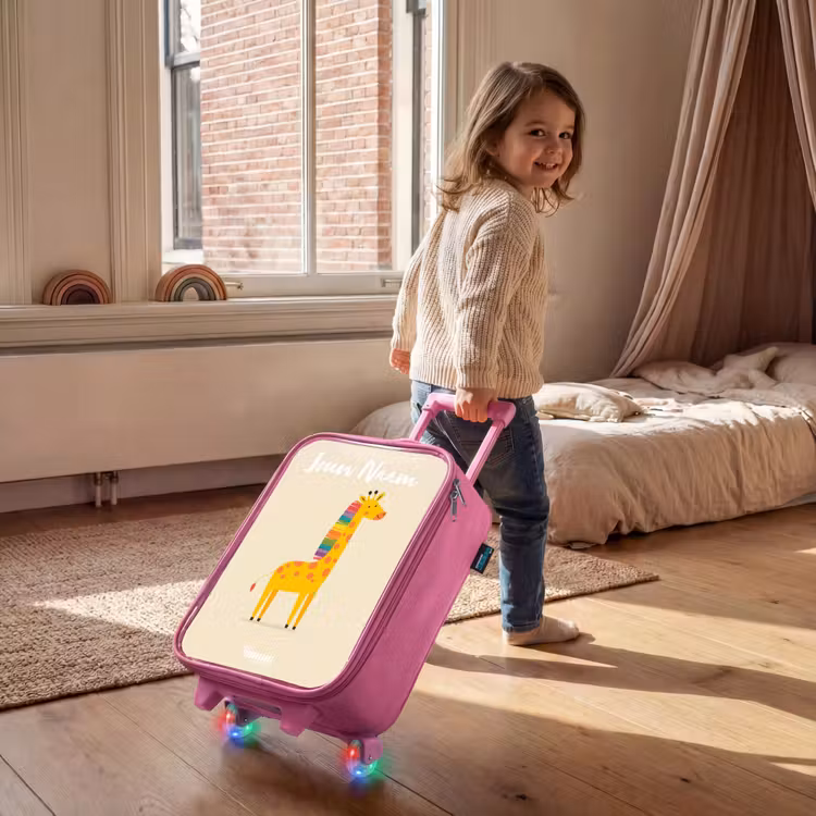 Kinderkoffer met naam - Roze - Giraffe - Dier - Kleurrijk — 3