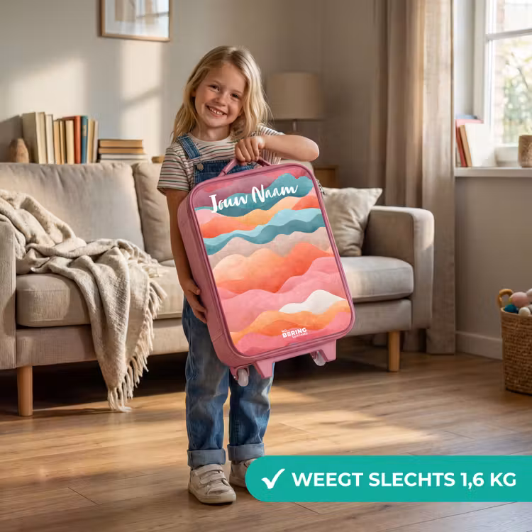 Kinderkoffer met naam - Roze - Golven - Kleurrijk - Abstract — 2