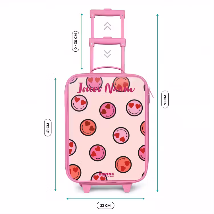 Kinderkoffer met naam - Roze - Hartje - Smiley - Patroon — 5