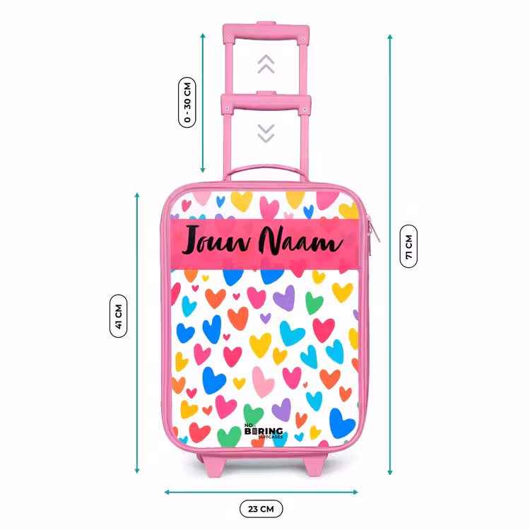 Kinderkoffer met naam - Roze - Hartjes - Kleurrijk - Patroon — 5