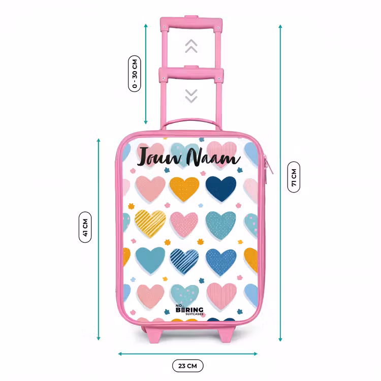 Kinderkoffer met naam - Roze - Hartjes - Pastel - Patroon — 5