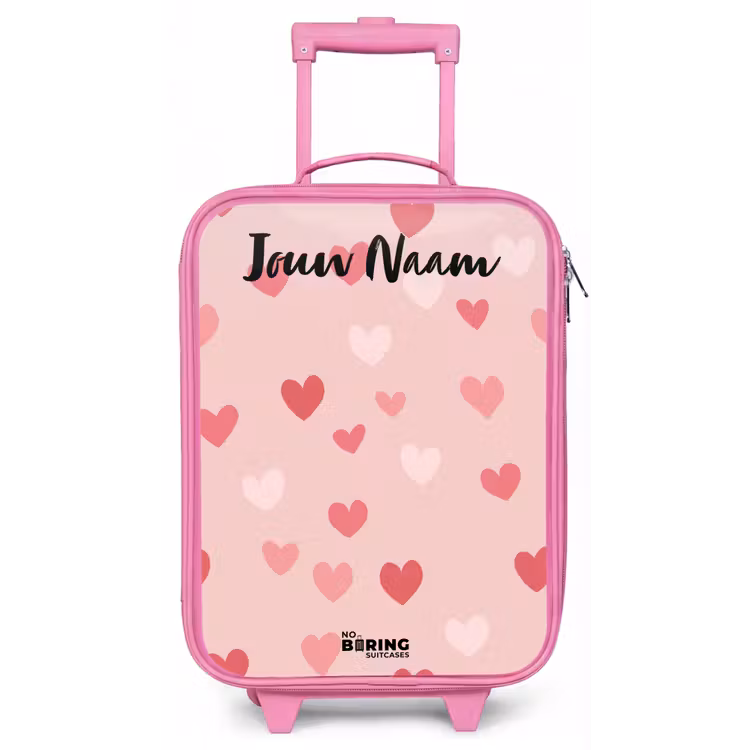 Kinderkoffer met naam - Roze - Hartjes - Patroon - Roze — 1