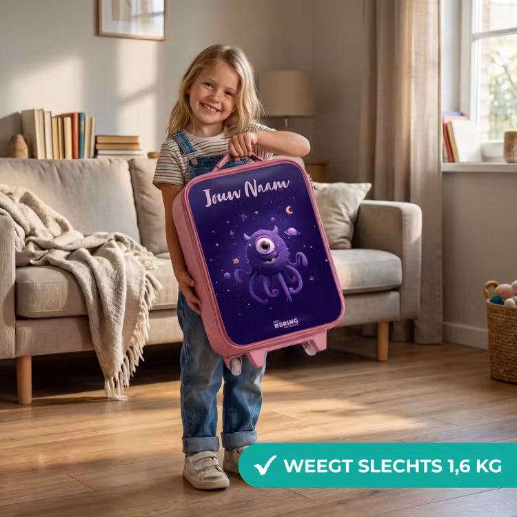 Kinderkoffer met naam - Roze - Kosmisch tentakelmonster — 2