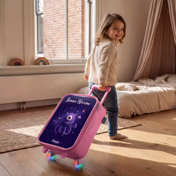 Kinderkoffer met naam - Roze - Kosmisch tentakelmonster — 3