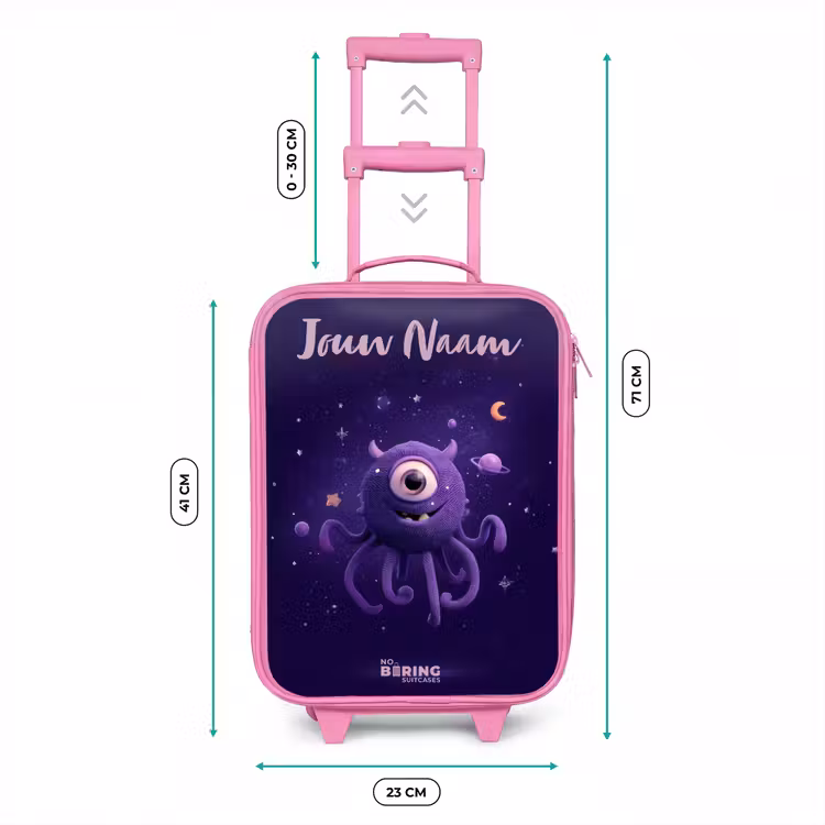 Kinderkoffer met naam - Roze - Kosmisch tentakelmonster — 5