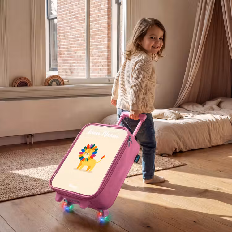 Kinderkoffer met naam - Roze - Leeuw - Manen - Kleurrijk — 3