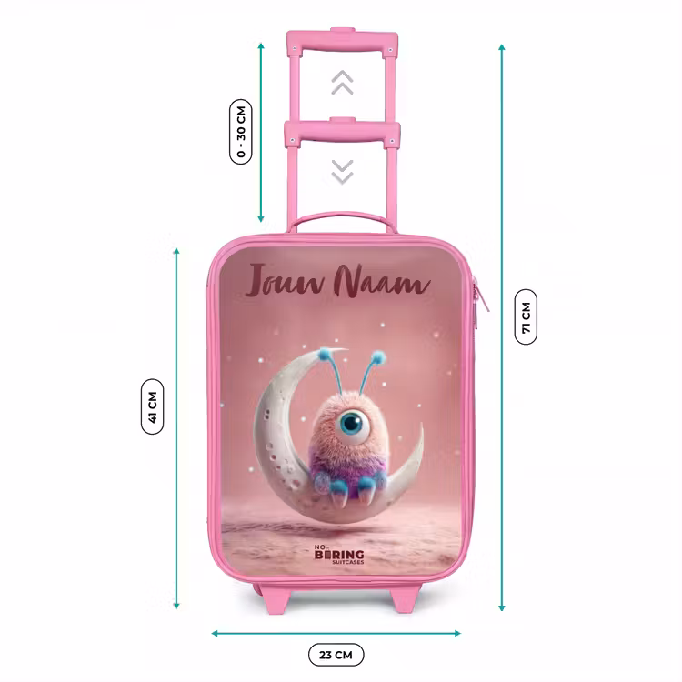 Kinderkoffer met naam - Roze - Maanwip met Pluizig Wezentje — 5