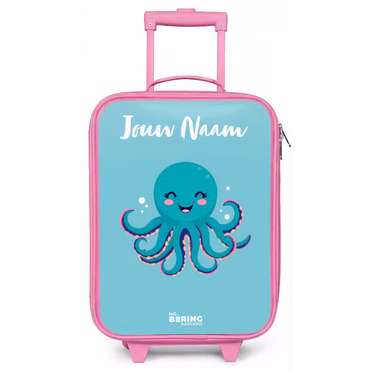 Kinderkoffer met naam - Roze - Octopus - Water - Blauw — 1