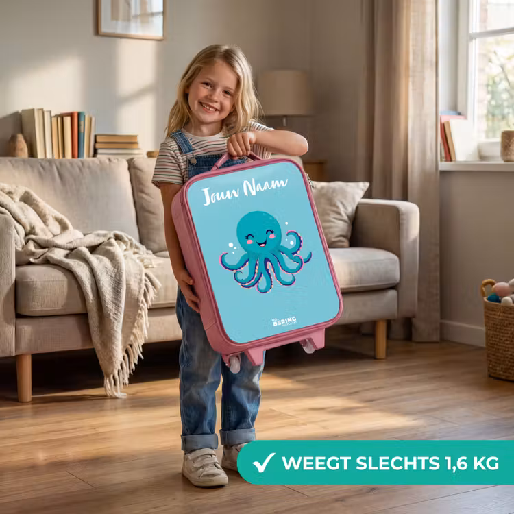 Kinderkoffer met naam - Roze - Octopus - Water - Blauw — 2