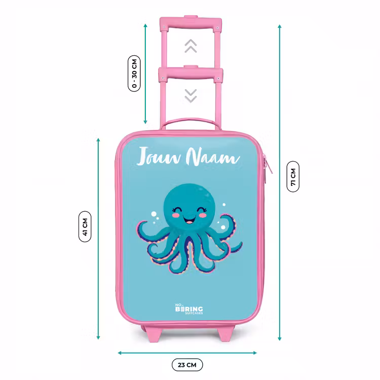 Kinderkoffer met naam - Roze - Octopus - Water - Blauw — 5