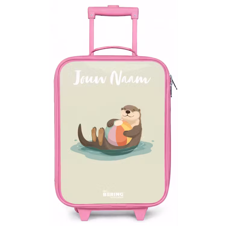 Kinderkoffer met naam - Roze - Otter - Strandbal - Water — 1