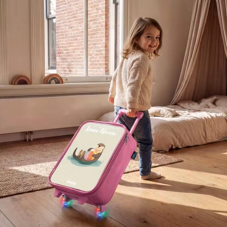 Kinderkoffer met naam - Roze - Otter - Strandbal - Water — 3