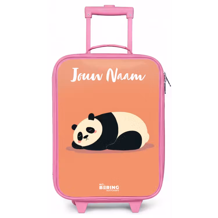 Kinderkoffer met naam - Roze - Panda - Slapen - Oranje — 1