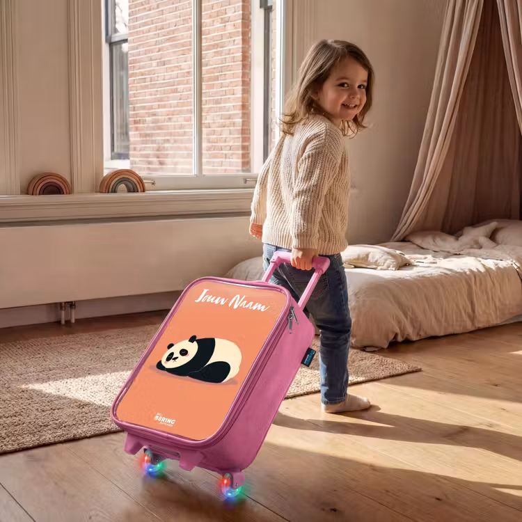 Kinderkoffer met naam - Roze - Panda - Slapen - Oranje — 3