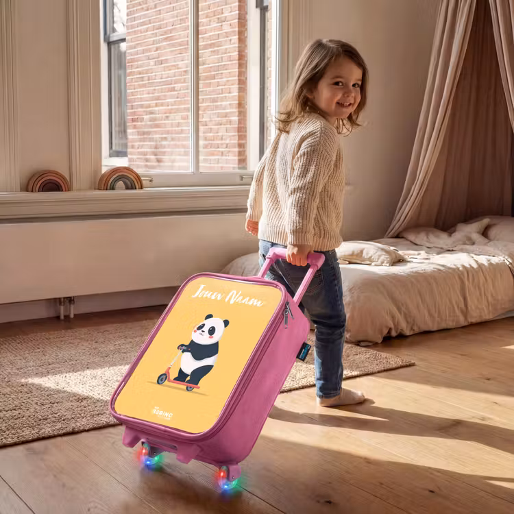 Kinderkoffer met naam - Roze - Panda - Step - Geel — 3