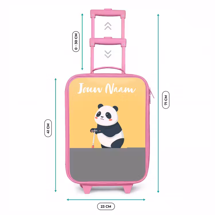 Kinderkoffer met naam - Roze - Panda - Step - Geel — 5