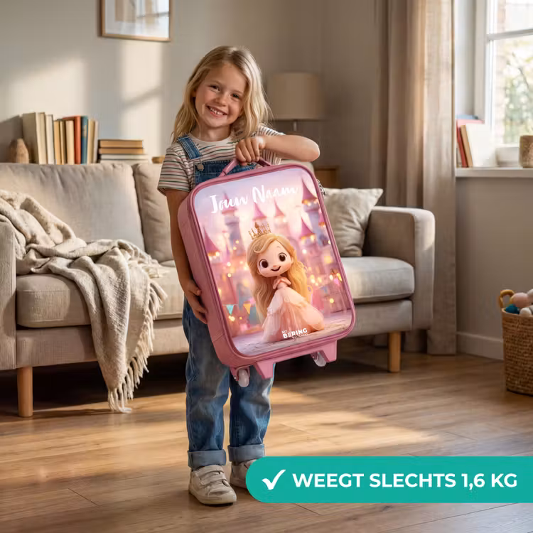 Kinderkoffer met naam - Roze - Prinses - Roze - Kasteel — 2