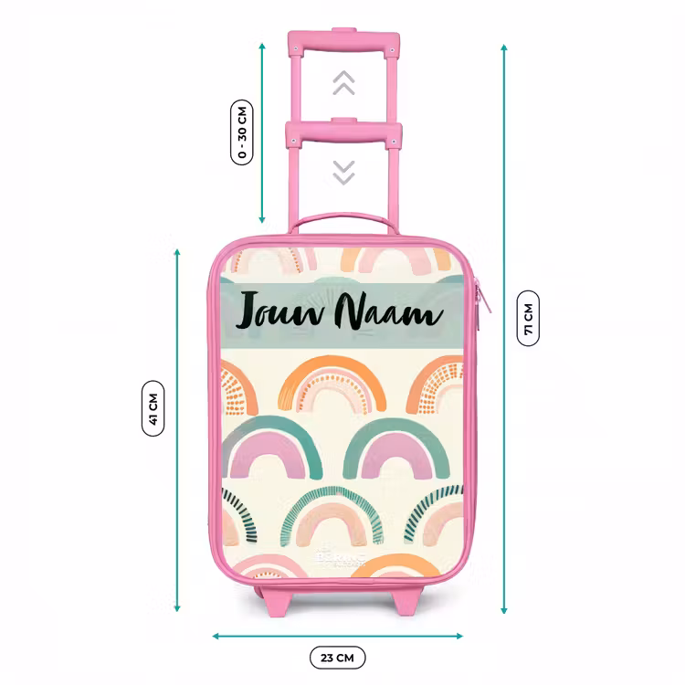 Kinderkoffer met naam - Roze - Regenboog - Pastel - Patroon — 5