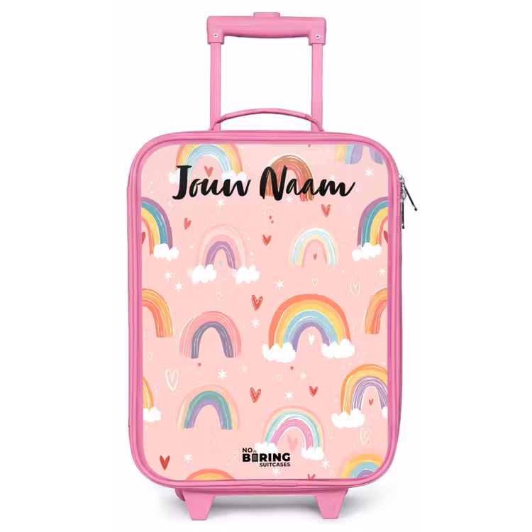 Kinderkoffer met naam - Roze - Regenboog - Patroon - Pastel — 1