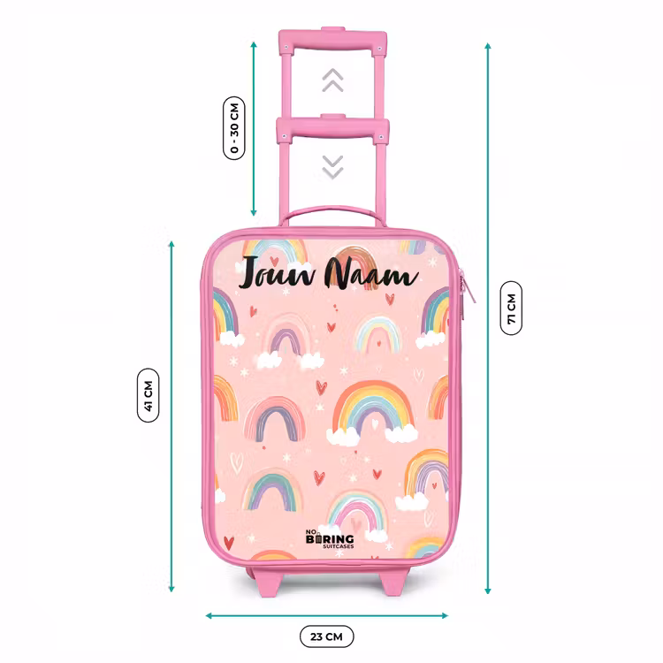 Kinderkoffer met naam - Roze - Regenboog - Patroon - Pastel — 5