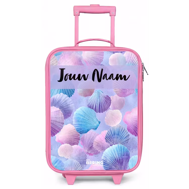 Kinderkoffer met naam - Roze - Schelpen - Paars - Blauw - Patroon — 1