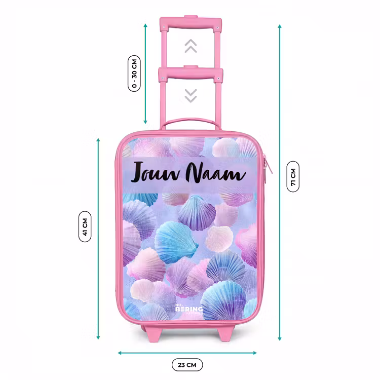 Kinderkoffer met naam - Roze - Schelpen - Paars - Blauw - Patroon — 5
