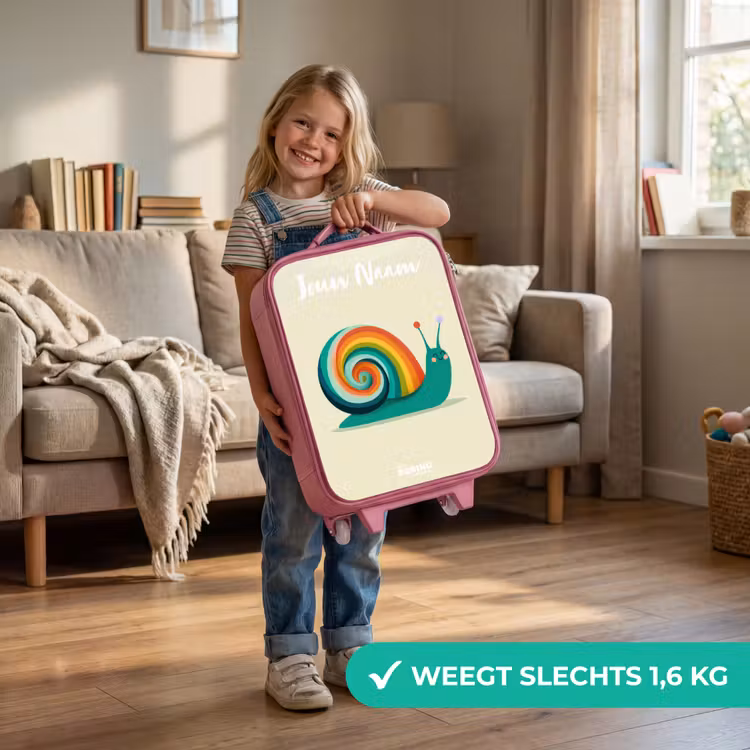 Kinderkoffer met naam - Roze - Slak - Regenboog - Kleurrijk — 2